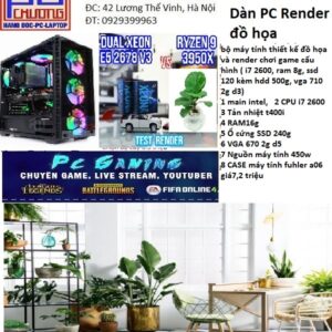 bộ máy tính thiết kế đồ họa và render chơi game cấu hình ( i7 2600, ram 8g, ssd 120 kèm hdd 500g, vga 710 2g d3)