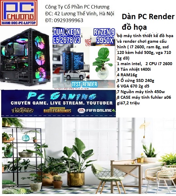 bộ máy tính thiết kế đồ họa và render chơi game cấu hình ( i7 2600, ram 8g, ssd 120 kèm hdd 500g, vga 710 2g d3)