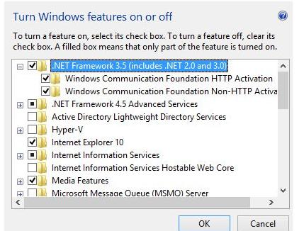 Kích hoạt .Net Framework 3.5 trên Windows 8
