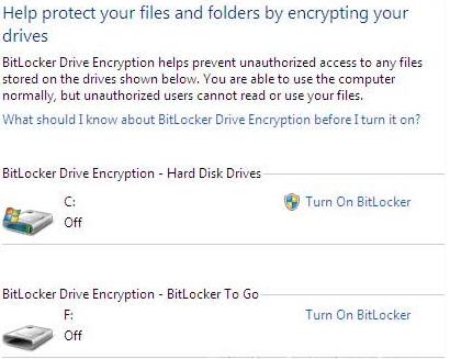 hãy cắm USB vào. Sau đó vào phần Control Panel -> System and Security -> Bitlocker Drive Encryption. Kích Turn On Bitlocker cho tùy chọn ổ đĩa ngoài.