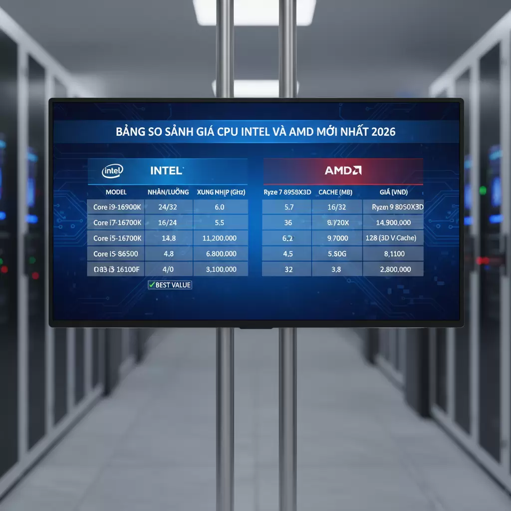 So sánh giá các dòng CPU hiệu năng cao của Intel và AMD yếu tố then chốt khi xây dựng cấu hình