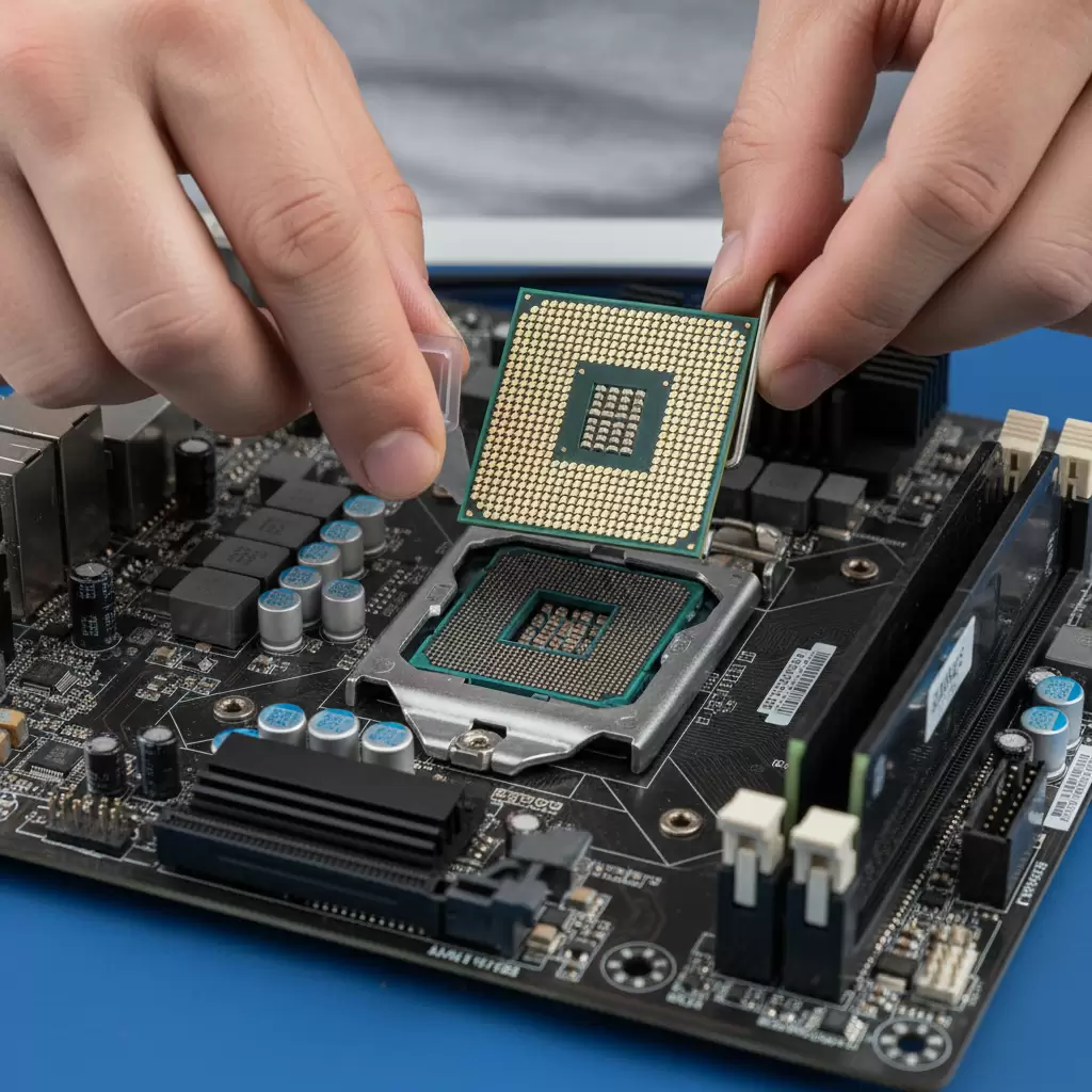 gemini_image_1767119407-2 Căn chỉnh dấu tam giác hoặc chấm nhỏ trên CPU và socket trước khi đặt nhẹ nhàng vào vị trí