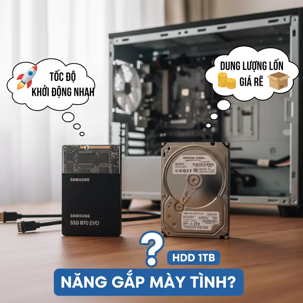 Nâng cấp từ HDD lên SSD là bước đột phá lớn nhất để cải thiện tốc độ xử lý của máy tính cũ