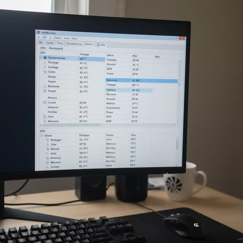 Sử dụng các phần mềm chuyên dụng như HWMonitor để có cái nhìn toàn diện về nhiệt độ và điện áp của linh kiện