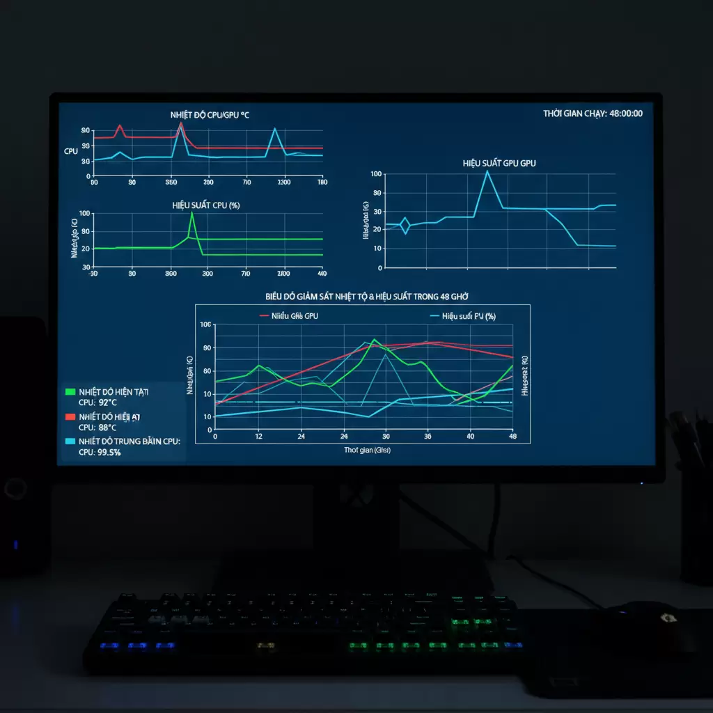 Quy trình Stress Test 48 giờ nghiêm ngặt đảm bảo PC ChuongPC hoạt động ổn định dưới mọi điều kiện tải nặng